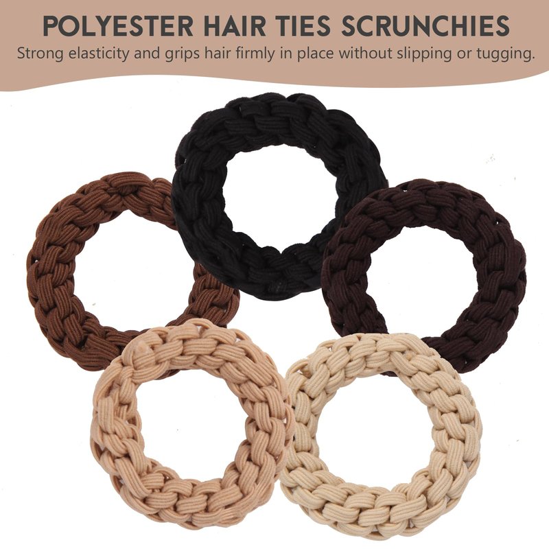 Youxuan Elastic Hair Ties for Women - No Damage, No Slip, No Pull Hair Bands - Comfortable Handmade Braided Polybands for Girls - 10-Pack Multi Colors Polyester Scrunchies