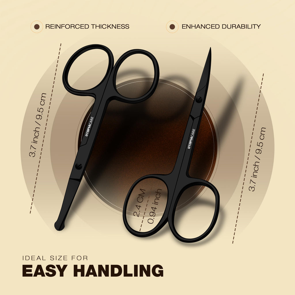 Utopia Care Eyebrow Scissors, Professional Stainless Steel Small Shears for Men and Women, Nose Hair Scissors for Grooming Mustache, Beard, Eyelashes, Ear Hair Trimming, Black