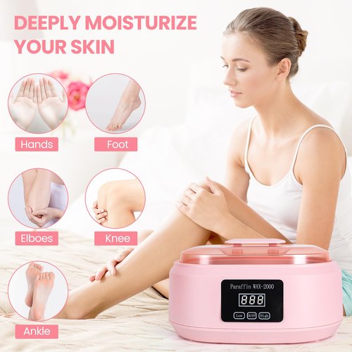 Ananelleo Paraffin Wax Machine for Hand and Feet - 3500ml Hot Wax Hand Wax Machine with 6 Pcs Paraffin Bath Wax, Auto-time and Keep Warm Paraffin Hand Wax Machine(Pink)