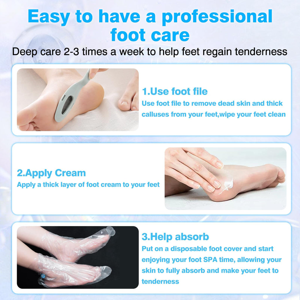 Yunmeng Urea Cream 40 Percent for Feet Maximum Strength, with Foot Mask Covers(50 pairs), Foot Cream for Dry Cracked Heels and Feet, Soft Feel Urea Lotion, 3.5 OZ, Foot Files