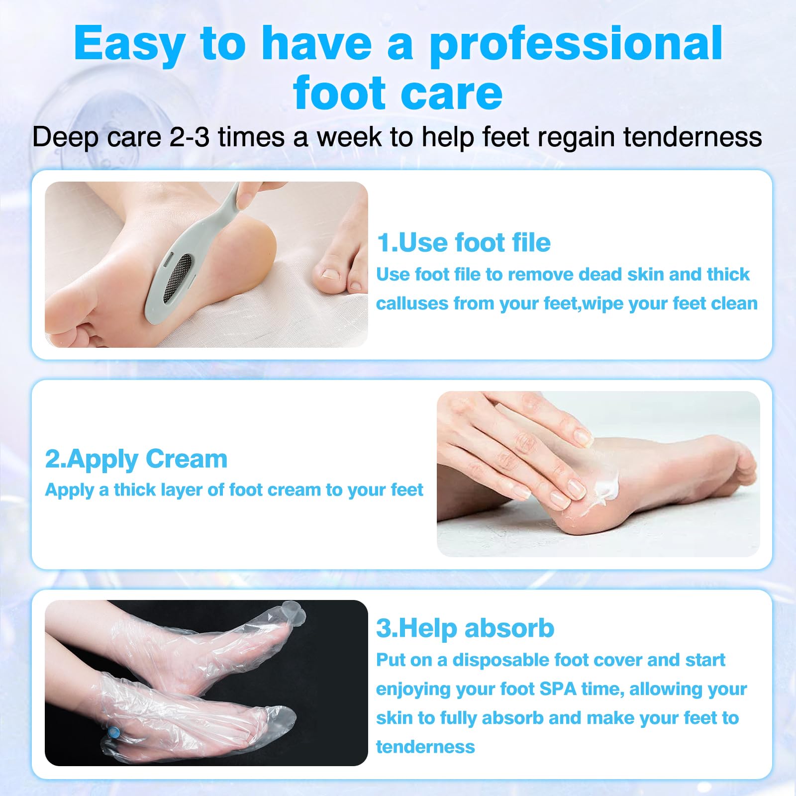 Yunmeng Urea Cream 40 Percent for Feet Maximum Strength, with Foot Mask Covers(50 pairs), Foot Cream for Dry Cracked Heels and Feet, Soft Feel Urea Lotion, 3.5 OZ, Foot Files