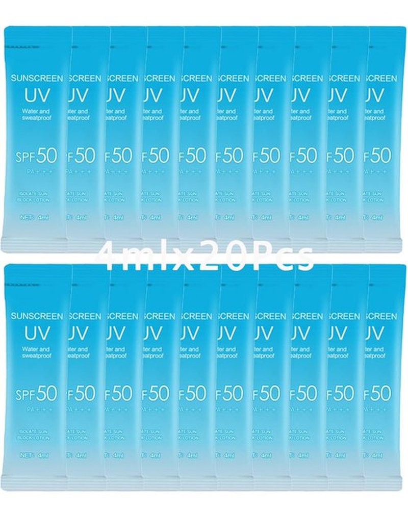 20 Pack Sunscreen SPF50+PA+++ (4ml Each),Moisturizing Travel Size Sunscreen Bulk Christmas Gift Lightweight &Portable,Face&Body Waterproof Mini Suncreens Lotion Women Travel Outdoor Daily Use-A