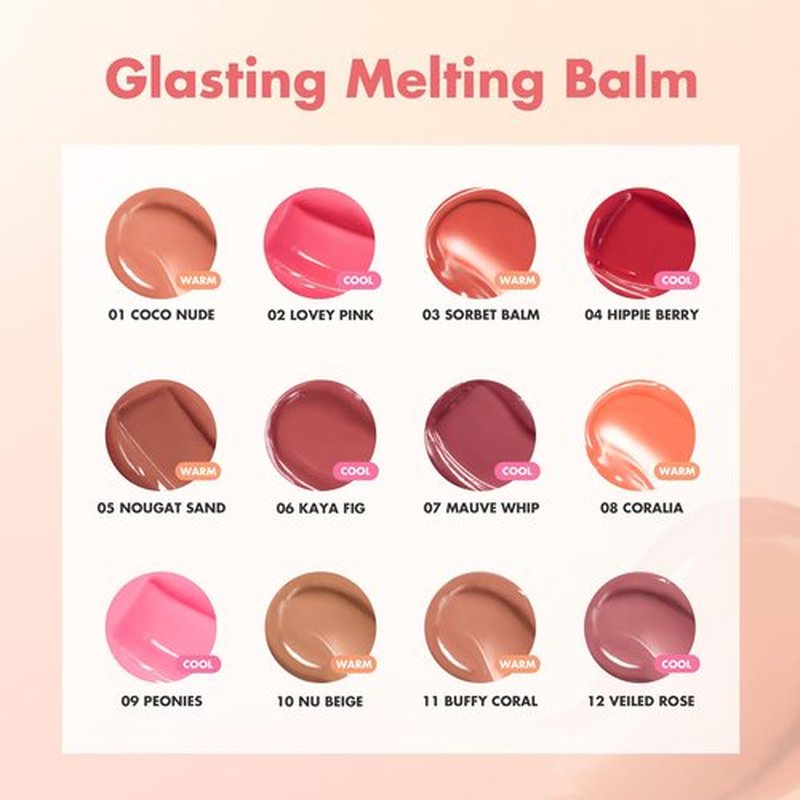 rom&nd GLASTING MELTING BALM #12 Veiled Rose - Hydrating Tinted Lip Balm & Gloss Stick | Sheer Muted Rose Nude, Crystal Water-Gloss Shine | Non-Sticky K-Beauty for Plump, Moisturized Lips