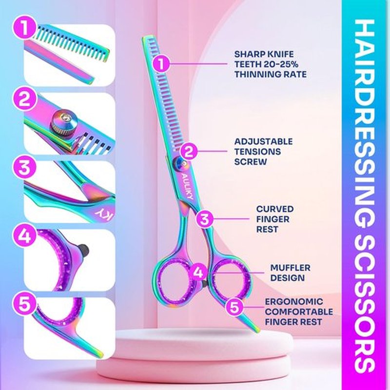 Hair Cutting Scissors Shears Kit, 6.7” Barber Scissors,Professional Haircut Kit,Stainless Steel Hairdressing Thinning Scissors Shears for Barber,Salon,Women,Home,Men