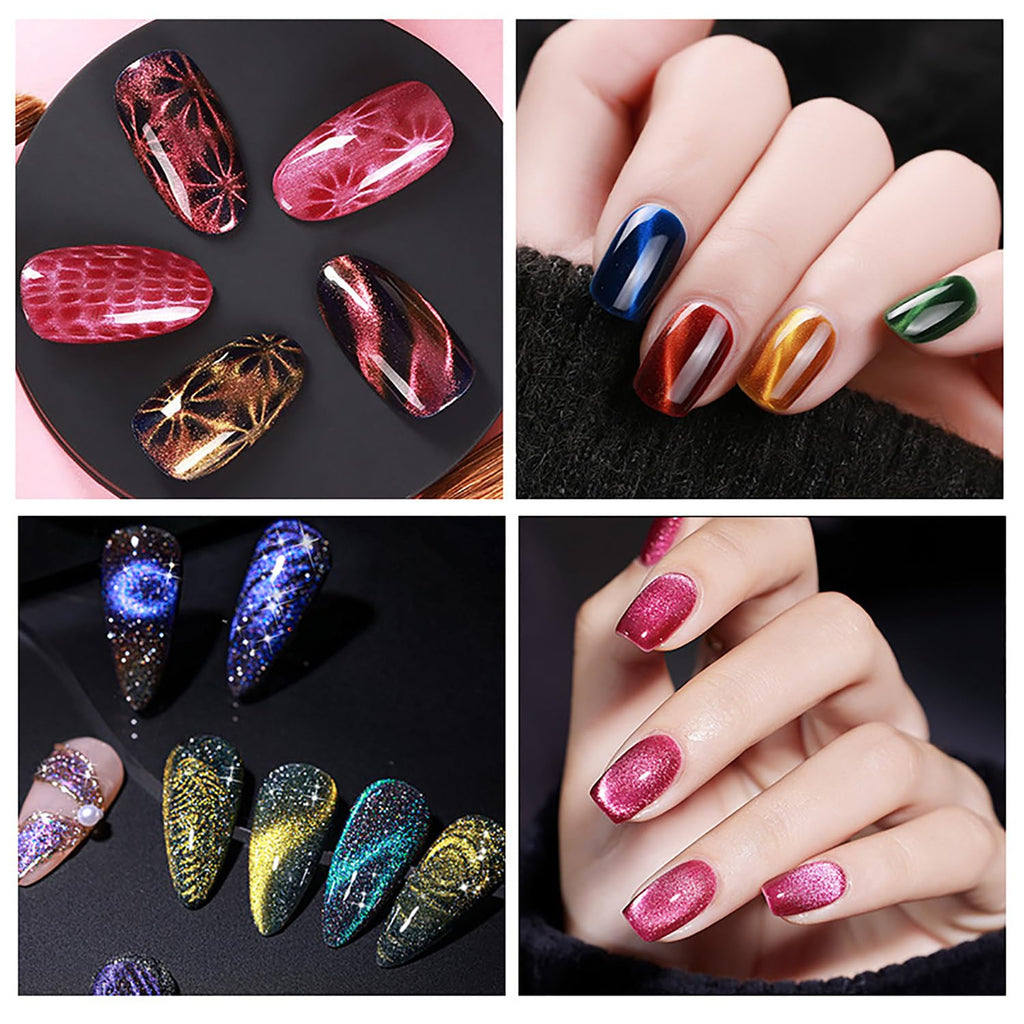 YECIRALA 10Pcs Cat Eye Magnet for Nails 3D Cat Eye Nail Art Magnet Strong Pen Double Head Cat Eye Magnet Stick Cat Eye Gel Nail Polish Magnet Manicure Tool For Nails Double-Head Nail Magnetic Stick