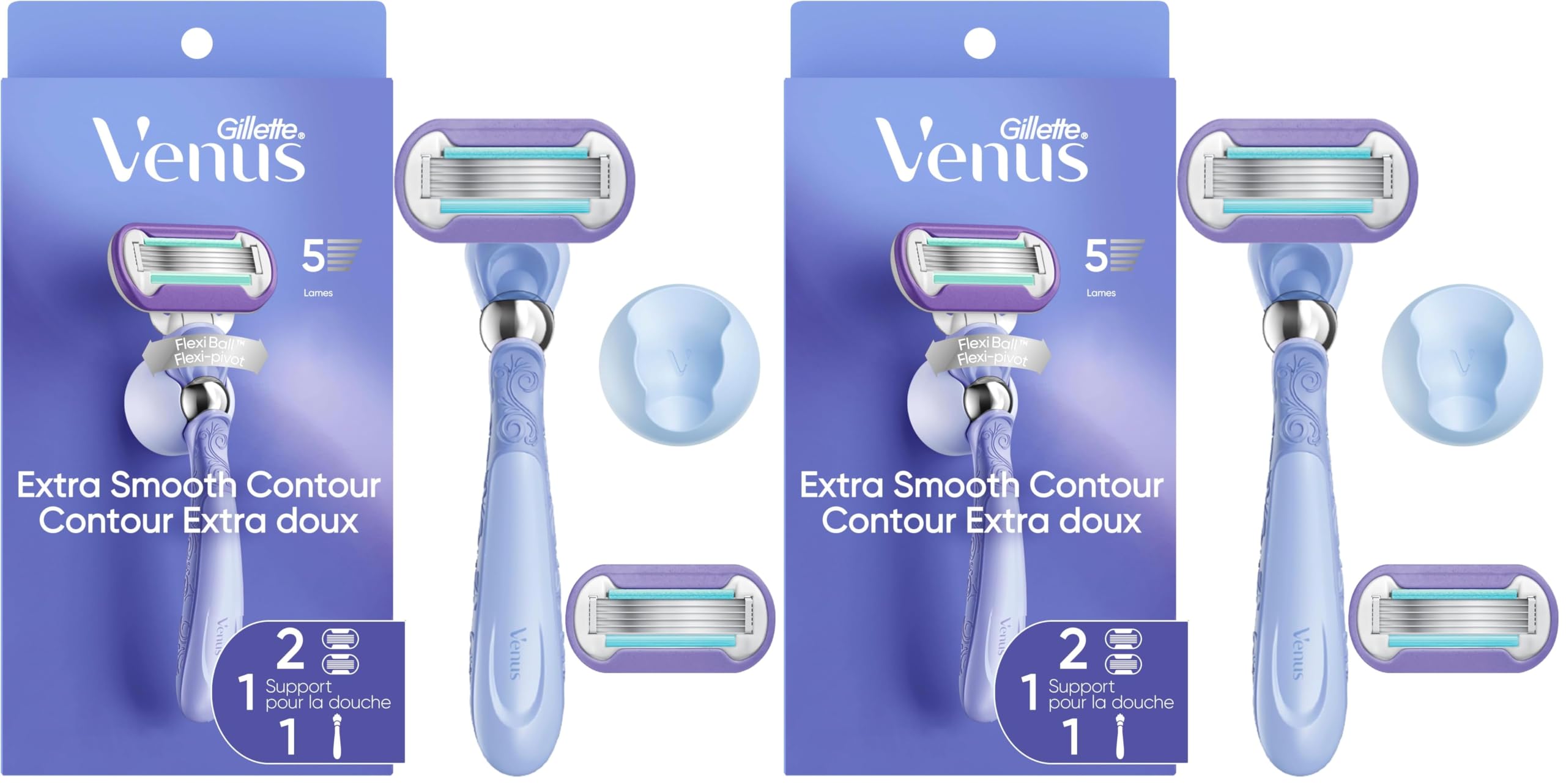 Gillette Venus Deluxe Smooth Swirl Women's Razor Handle + 2 Blade Refills (Pack of 2)