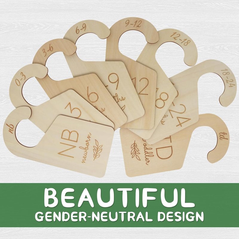 Baby Closet Dividers - Wooden Size Organizers for Newborn to Toddler | Double-Sided Gender Neutral