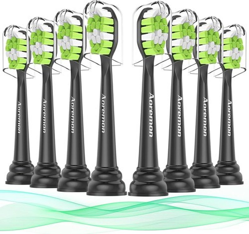 Aoremon Sonicare Toothbrush Replacement Heads - Compatible with Philips W2, W3, C1, G2 | Black