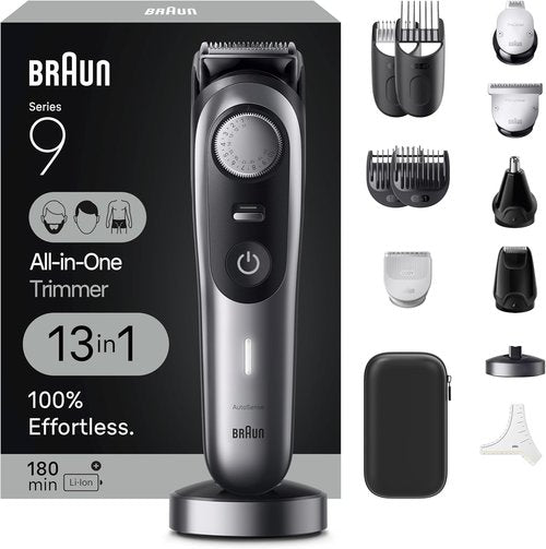 Braun Series 9 All-in-One Grooming Kit - 13-in-1 Beard Trimmer, Body Groomer & Hair Clipper for Men