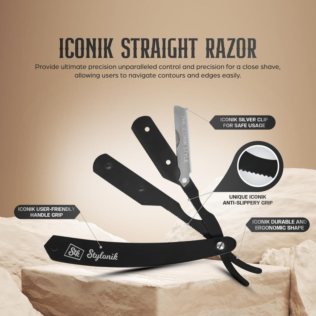 Stylonik Straight Razor for Men, Single Blade Edge Barber Shaving Kit