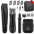 Lanumi 4 in 1 Body Hair Trimmer Set Cordless Groin Intimate Hair Trimmer for Men Rechargeable Beard Trimmer Ear& Nose Trimmer Electric Shaver Groomer, Black