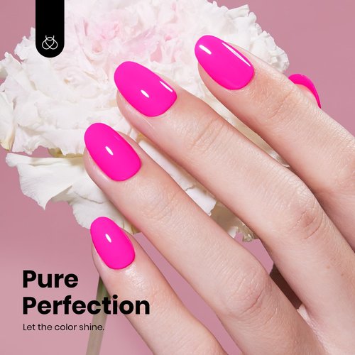 Beetles Neon Pink Gel Nail Polish - Neon Whispers Hema Free Gel Polish, Vibrant Pink Color Matching Bottles Long-Lasting Manicure Gift for Women 0.5Oz