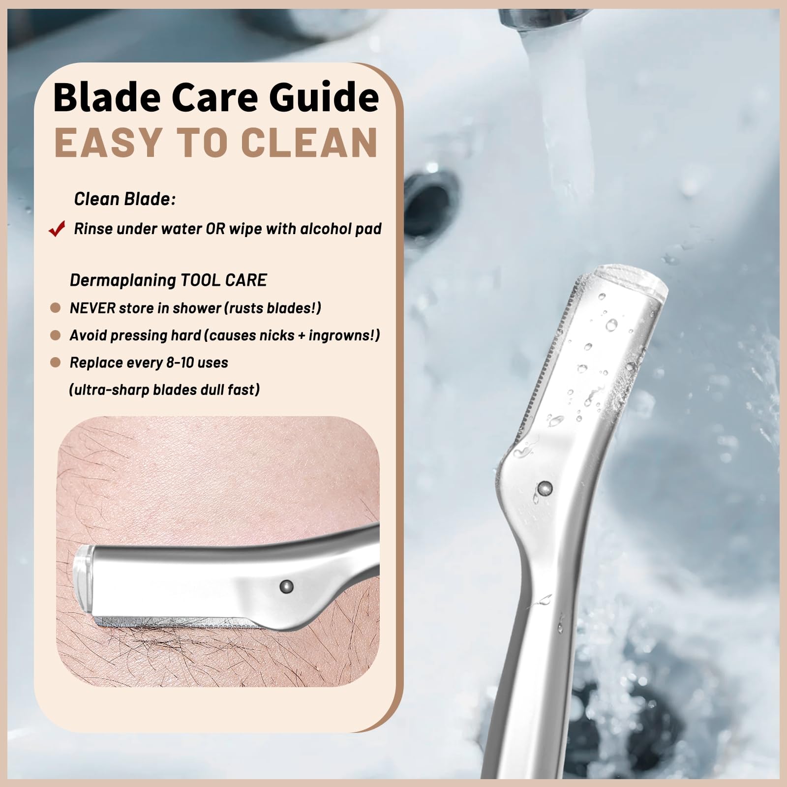 LuottsCare 20 Eyebrow Razor Blades - 20 Refill Blades for Dermaplane Razor for Women Face, Small Face Razors Blades for Peach Fuzz and Fine Hair, Multipurpose Exfoliating Dermaplaning Tools - S