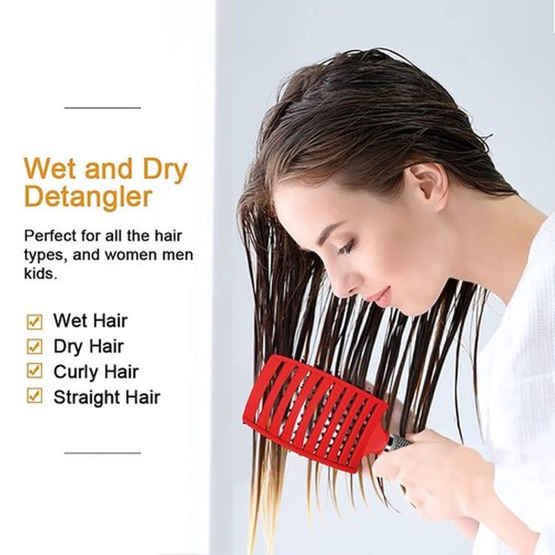 Magical Ultra Detangling Brush for Wet or Dry Hair, Detangler Brush, Fast Drying Styling Massage Hairbrush for Men, Women and Kids (New Gold)