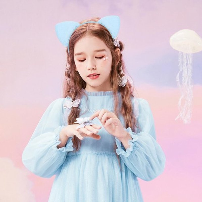 Totelux Cat Ears Headband Plush Hair Band Animal Ears Hair Hoop Cute Hair Accessories for Women Girls Birthday Party Supplies Light Blue