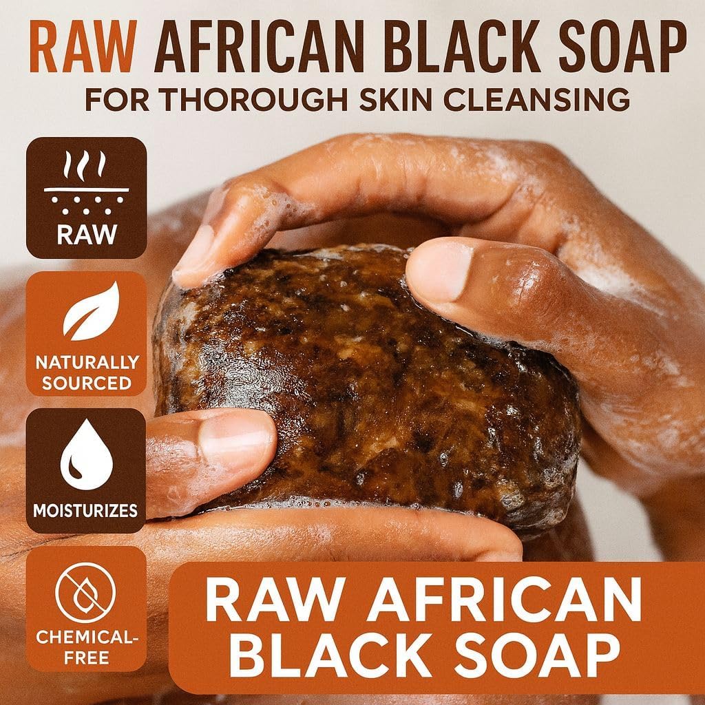 Suplox African Black Soap Bar – African Soap for oily Skin, Ghana Black Face & Body Wash | Face and Body moisturizing cleanser 1 Count.