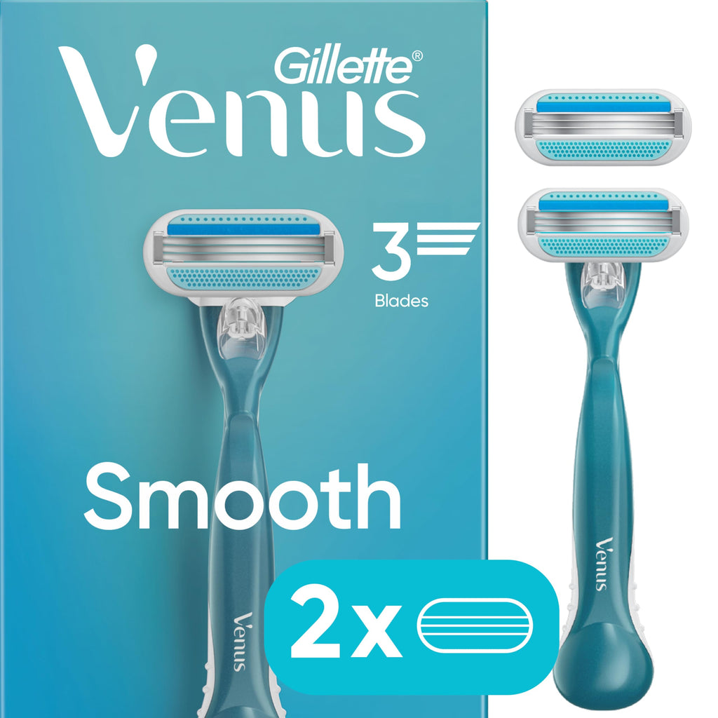 Gillette Venus Women's Razor, 1 Handle + 2 Refills, Pack of 2 | Smooth