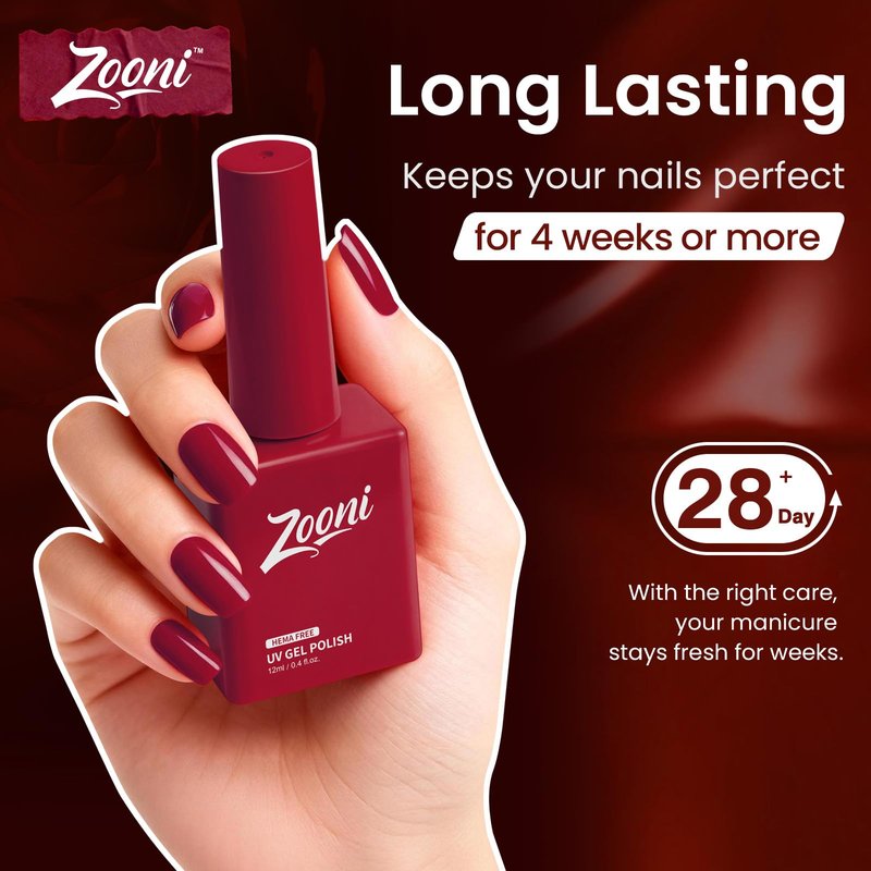 zooni Gel Polish 8 Pcs Hema-free Red purple dark red Gel Nail Polish Set 6 colors with Base & Top Coat UV LED High Gloss Soak Off DIY Salon Set