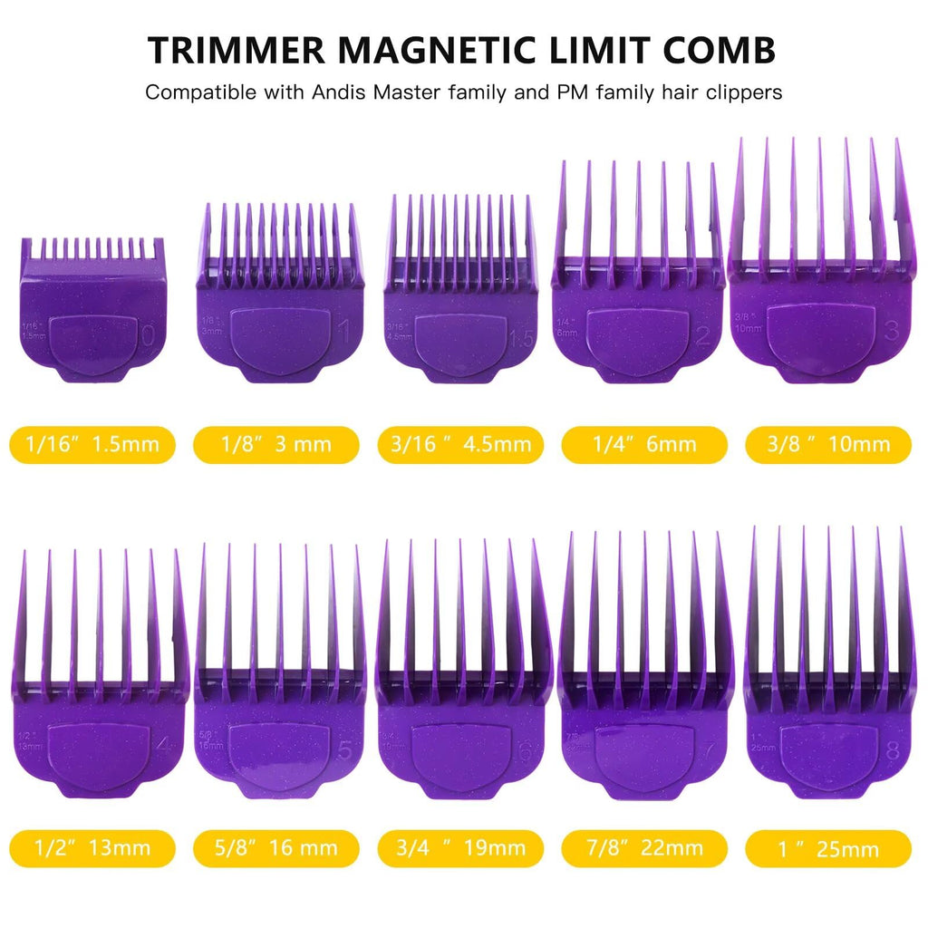 WELURE for Andis Clipper Guards 10-Pack - Magnetic Guide Combs for Master/MBA/MC-2/PM-1/PM-5 Models