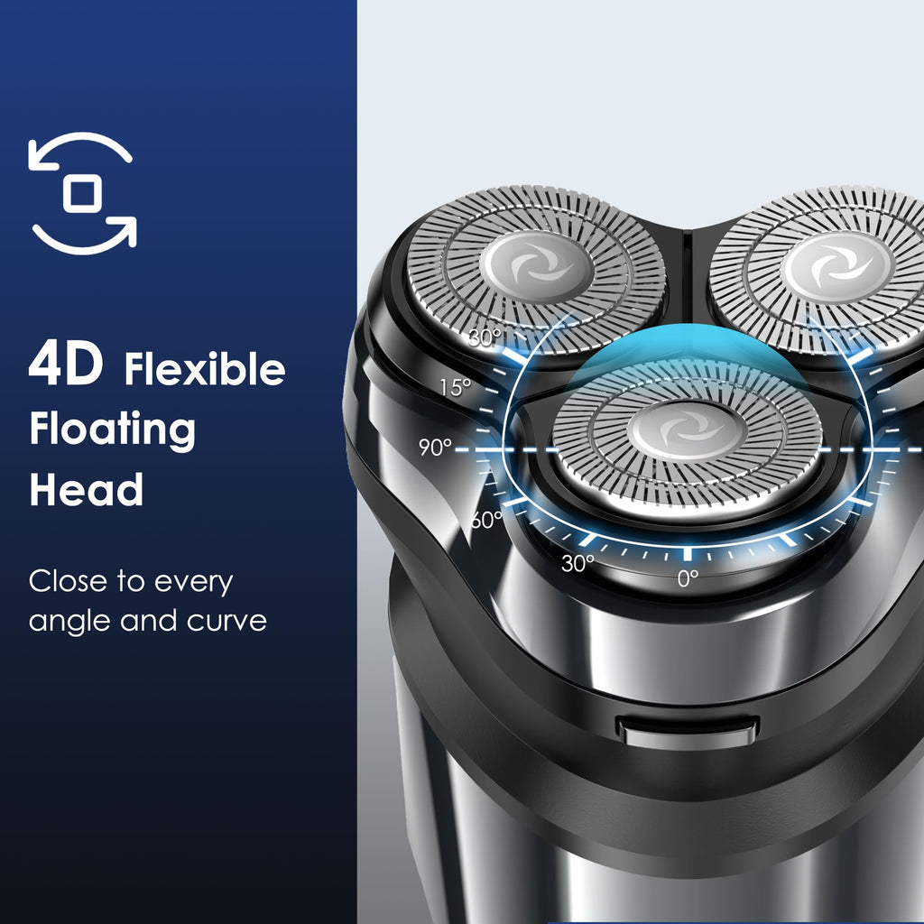 ABGAB Electric Rotary Shaver for Men,4D Floating Head, LED Display,Type-C
