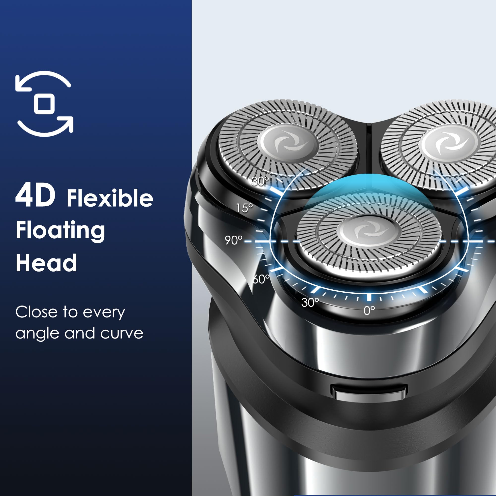 ABGAB Electric Rotary Shaver for Men,4D Floating Head, LED Display,Type-C