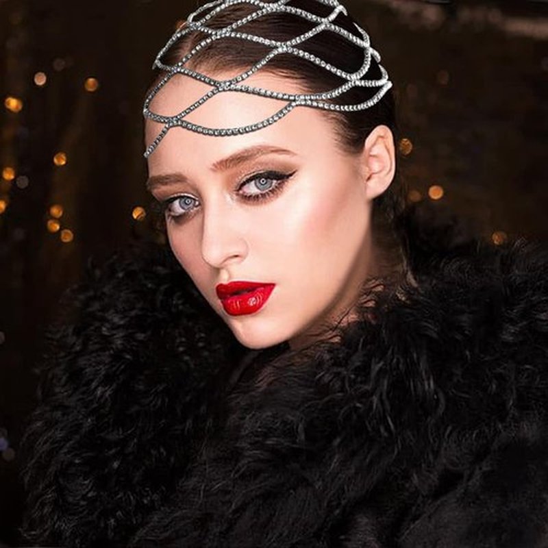 CROWN GUIDE 1920s Flapper Accessories for Women Roaring 20s Great Gatsby Headband Rhinestone Headpiece Wedding Hair Pieces for Brides Silver