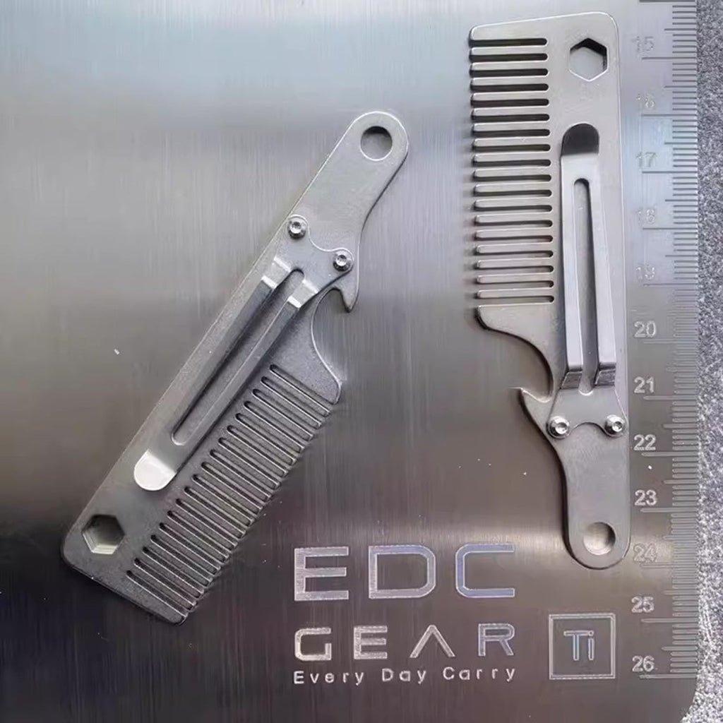 Titanium Comb EDC Mini Portable Hair Comb Multifunctional EDC Mustache Comb