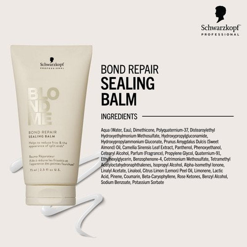 BLONDME Bond Repair Sealing Balm for Blonde Hair, 2.5 Fl Oz | Tame Split Ends & Reduce Frizz | Heat Protection | For Shiny, Smooth Blonde, Lightened, & Grey Hair