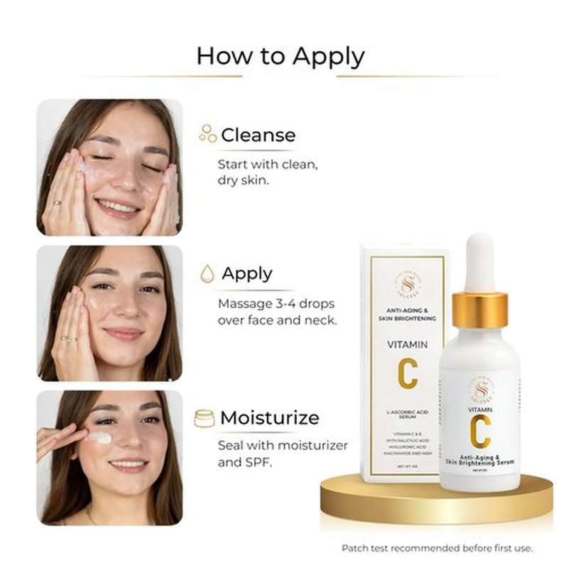 SOLCEGE Vitamin C Serum for Face – Antioxidant, Brightening & Dark Spot Corrector with Niacinamide, Retinol & Salicylic Acid, Anti Aging for Uneven Skin Tone & Fine Lines, Hyaluronic Acid & MSM,1 oz.