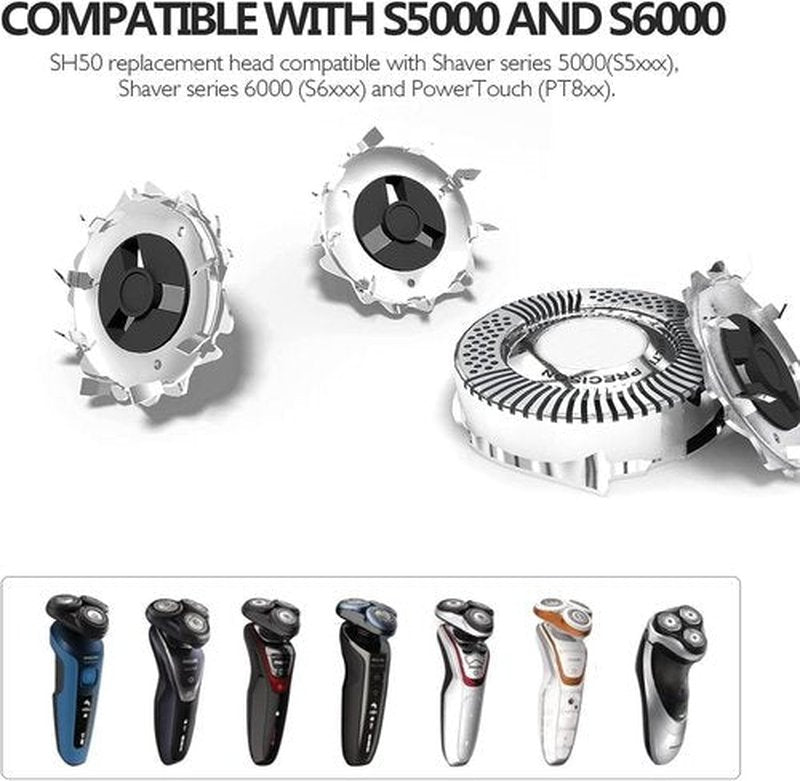 Norelco SH50 Replacement Head - High Compatibility for Philips S5000/S6000/S5100/S5500 Models | 1-Pack