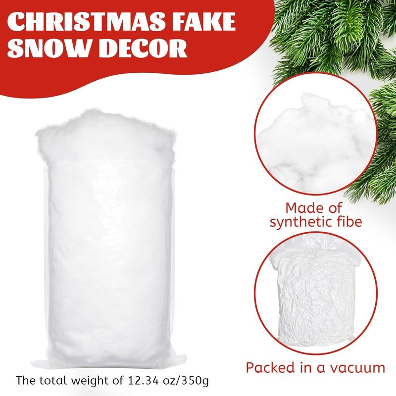 CH HAICHENG Christmas Fake Snow Decorations - Fluffy Cotton-Like Indoor & Outdoor Snow | 350g (12.3oz)