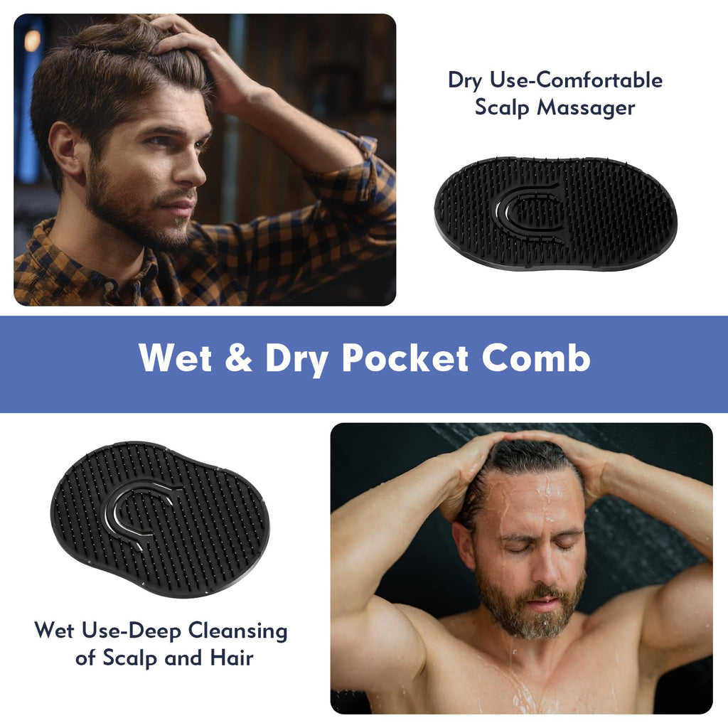 12Pcs Pocket Combs for Men, Soft Portable Hand Comb, Shampoo Scalp Beard Combs Massage Pocket Comb for Men