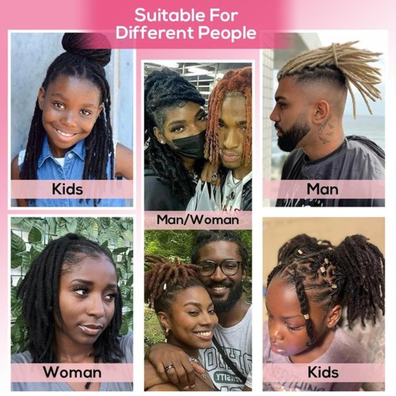 Lounoke Loc Extensions Human Hair, 8 Inch 0.6cm Pencle Size Dreadlock Extensions Human Hair for Women Men Full Handmade Permanent Dreads Locs(Natural Black 40 Strands)