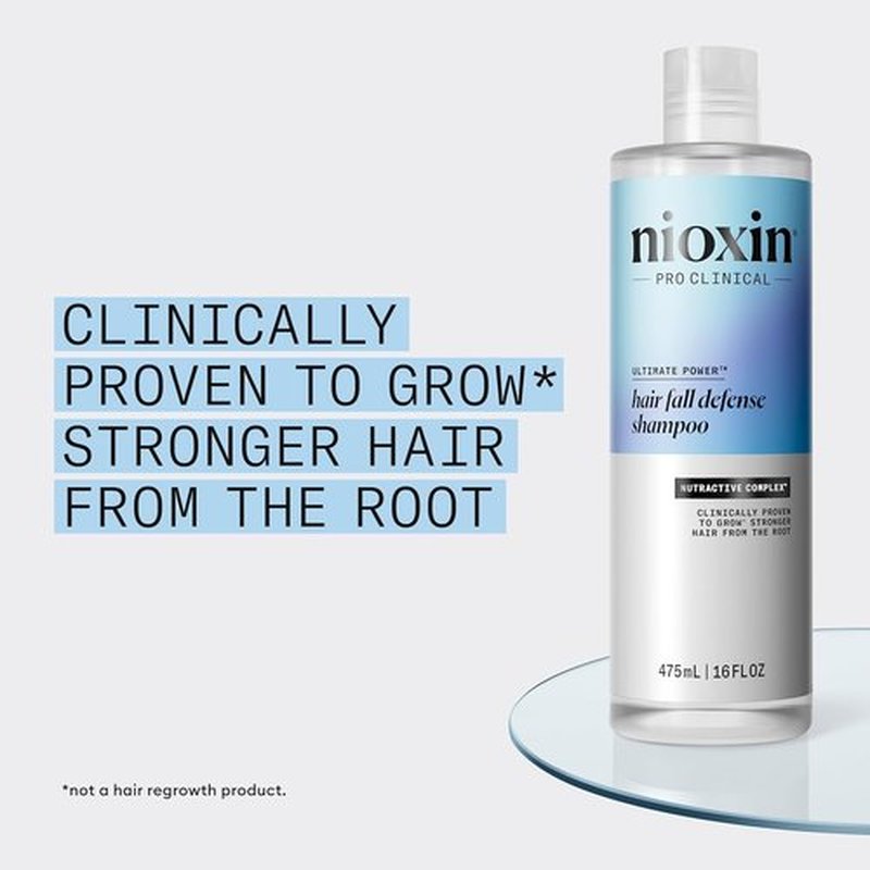 Nioxin Hair Fall Defense Shampoo - Activates Hair Follicles for Less Hair Loss | With Lauric Acid, Caffeine, Niacinamide