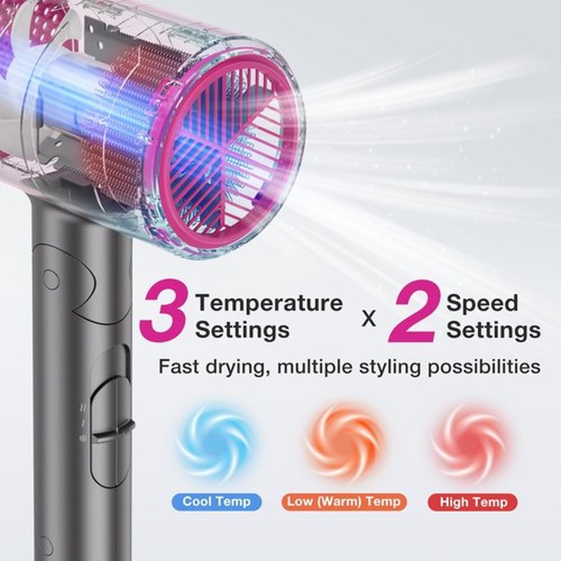 BABONIR Hair Dryer with Diffuser for Women, 1875W Fast Drying Ionic Blow Dryer for Home Use, Lightweight Foldable Hairdryer with Concentrator Nozzle, 3 Heat 2 Speed Settings, Gray