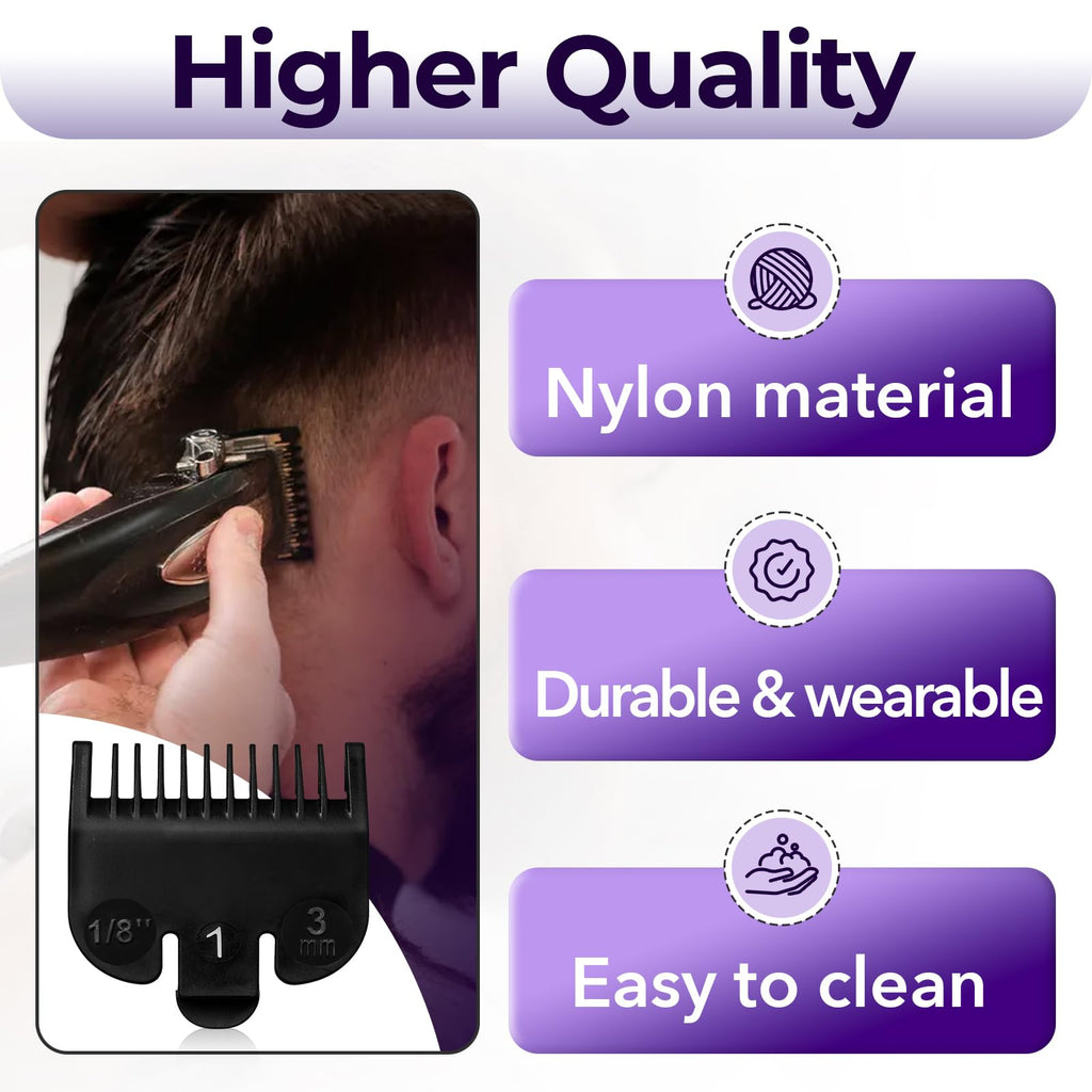 4 PCS 3114-001 Clipper Guards for Wahl, Professional Trimmer Guards for Wahl #1-1/8"(3.0mm), Hair Clipper Guards to Cutting Hair - Black
