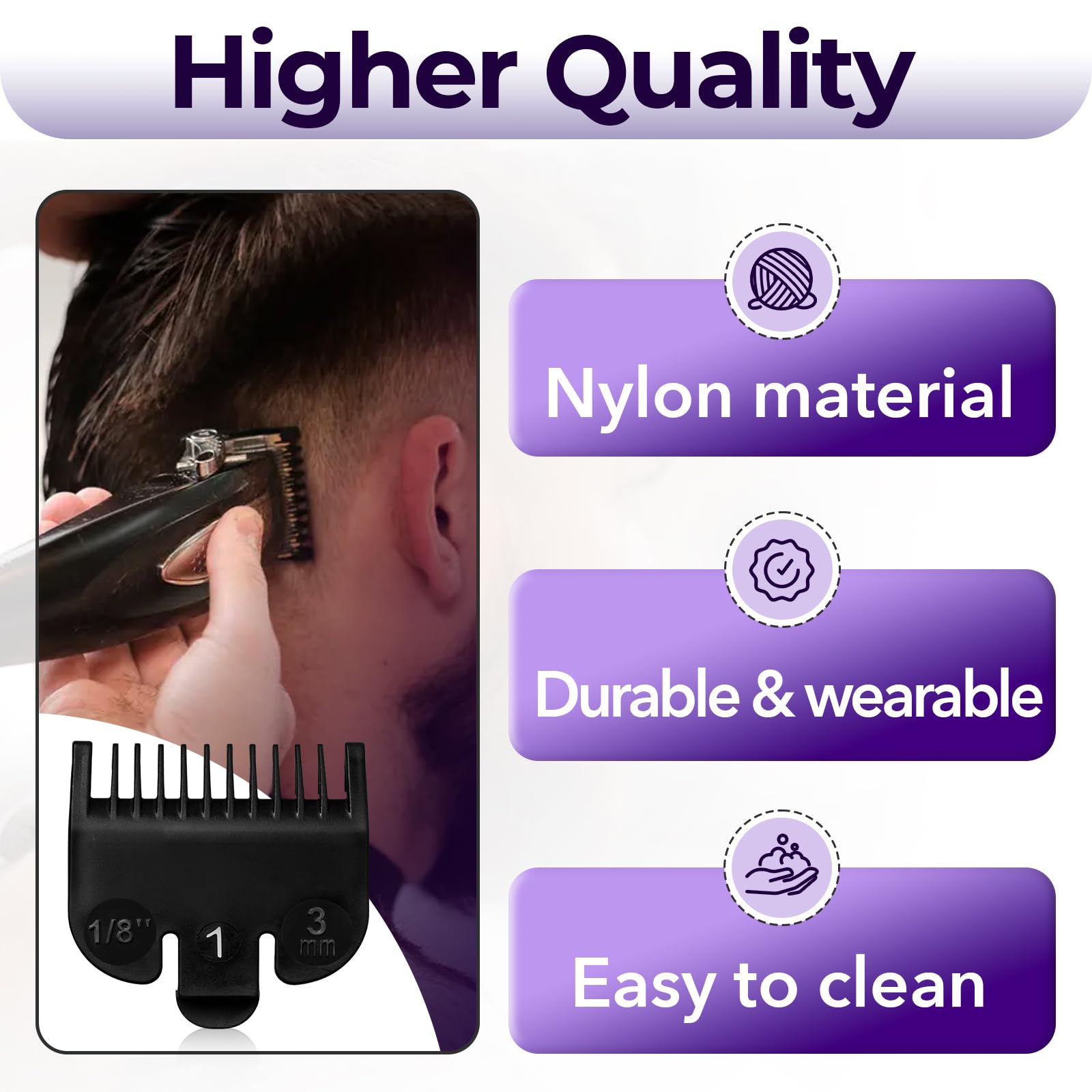 4 PCS 3114-001 Clipper Guards for Wahl, Professional Trimmer Guards for Wahl #1-1/8"(3.0mm), Hair Clipper Guards to Cutting Hair - Black