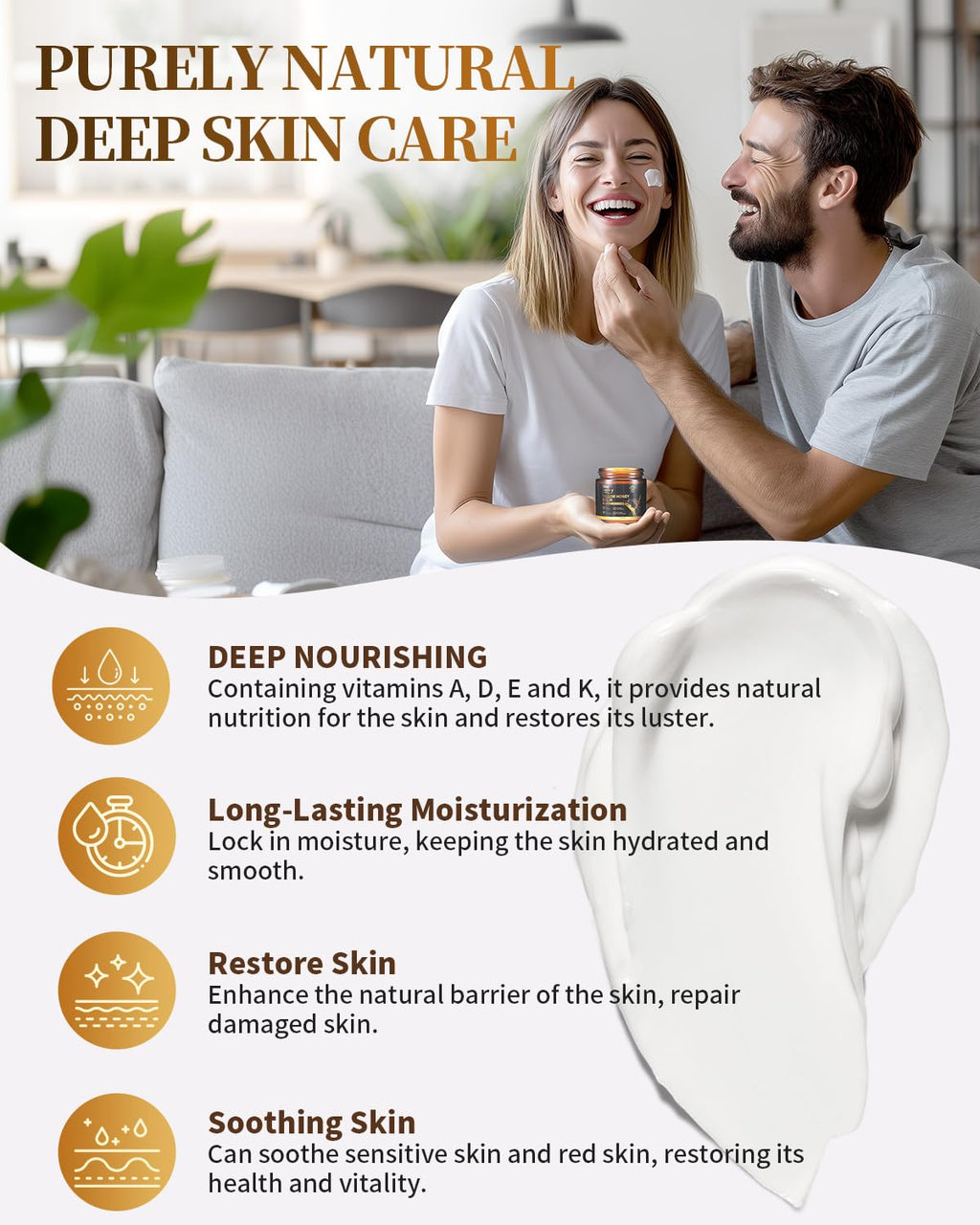 Blue Sea Sky Whipped Grass Fed Beef Tallow Balm with Raw Honey, Tallow Moisturizer for Dry Sensitive Skin, Redness Itch Relief, Eczema Rosacea Support, Non-Comedogenic Face & Body Skin Care