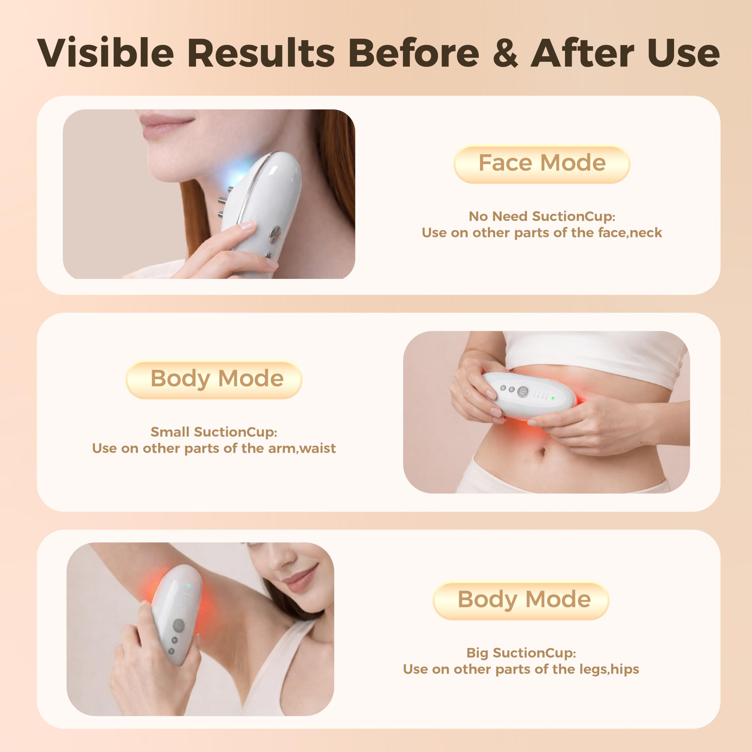 Body Sculpting Machine 5-in-1 – Lymphatic Drainage Massager, Anti Cellulite Massage Tool with Red Blue LED, EMS Import & Suction Cups for Face, Stomach, Thighs, Arms, Legs