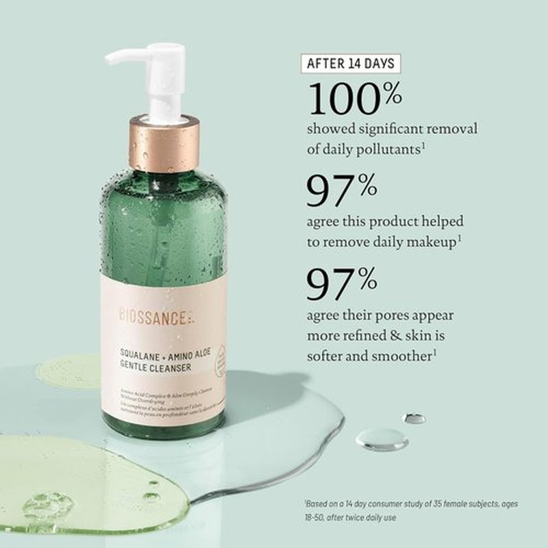 Biossance Squalane + Amino Aloe Face Wash - Hydrating Foaming Cleanser for All Skin Types | Removes Makeup & Deep Cleans Pores