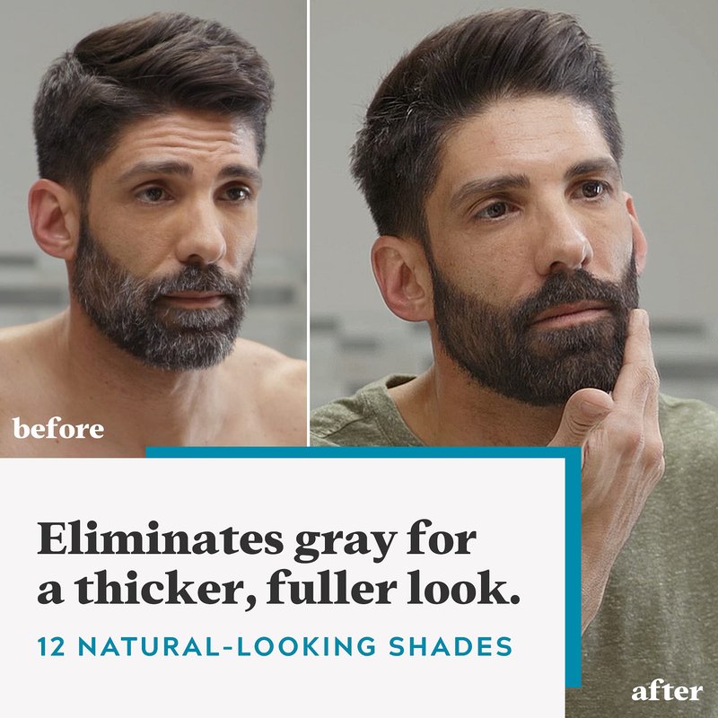 Just For Men Mustache & Beard, multiple uses Beard Coloring for Gray Hair, Brush Included, With Keratin Biotin Aloe and Coconut Oil for Healthy Facial Hair - Darkest Brown, M-50 (Packaging May Vary)