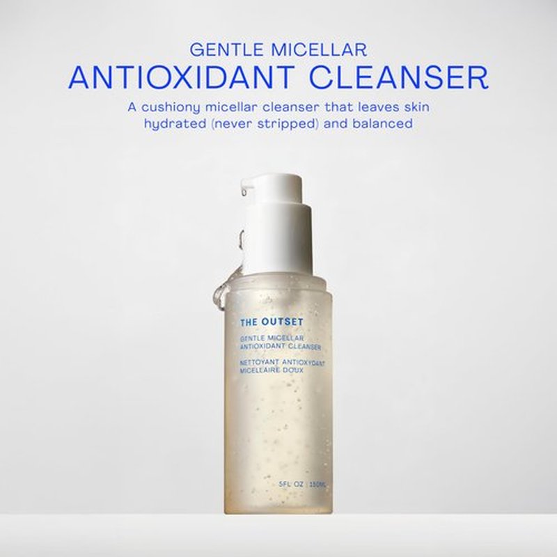 The Outset Micellar Antioxidant Cleanser, Hydrating Gel Face Wash & Makeup Remover, Brightening & Refreshing, Fragrance-Free, Vegan, Gluten-Free Clean Skincare for Sensitive Skin - 5 fl oz