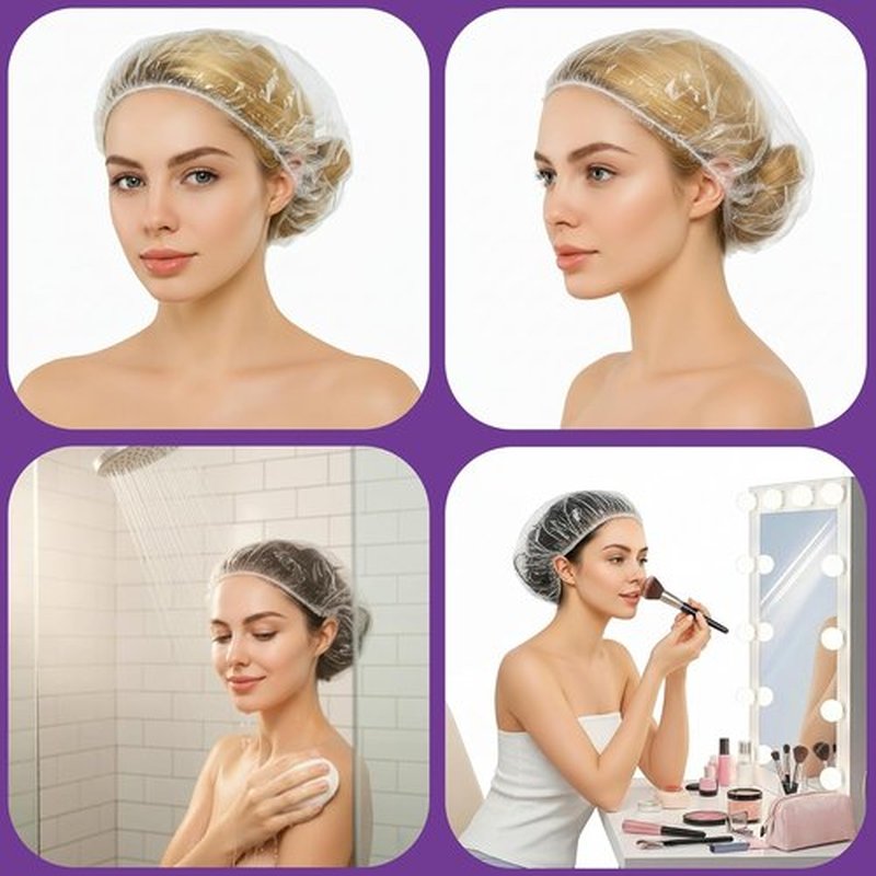 Skiennix Disposable Shower Caps - Extra Large Waterproof Hair Cap for Women | 100PCS, 22 Inch