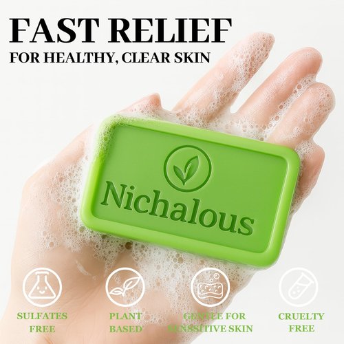 Nichalous 3PCS Tea Tree Soap, Tea Tree Relief Soap Bar, with Tea Tree Oil & Coconut Oil & Witch Hazel, Deep Pore Cleansing, Natural Herbal Foot Soaps Bar for Men & Women – 3.5 oz