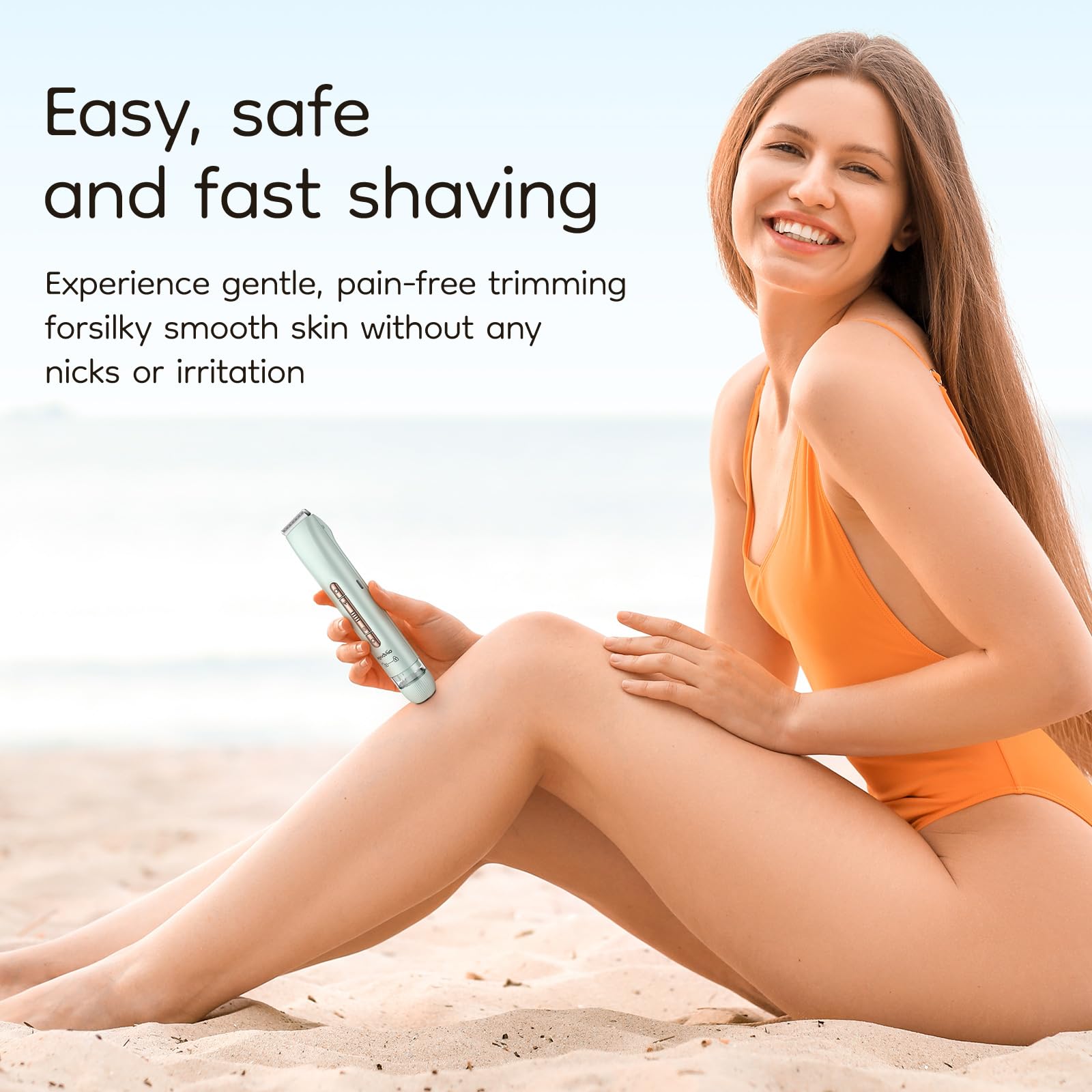 knvovno Electric Bikini Trimmer for Women - Body Hair Razor, Sage Green