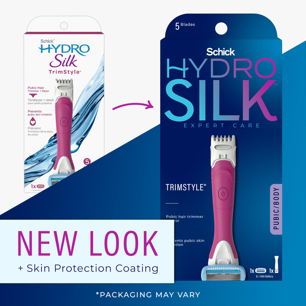 Schick Hydro Silk TrimStyle Moisturizing Razor for Women with Bikini Trimmer,1 Count (Pack of 2)