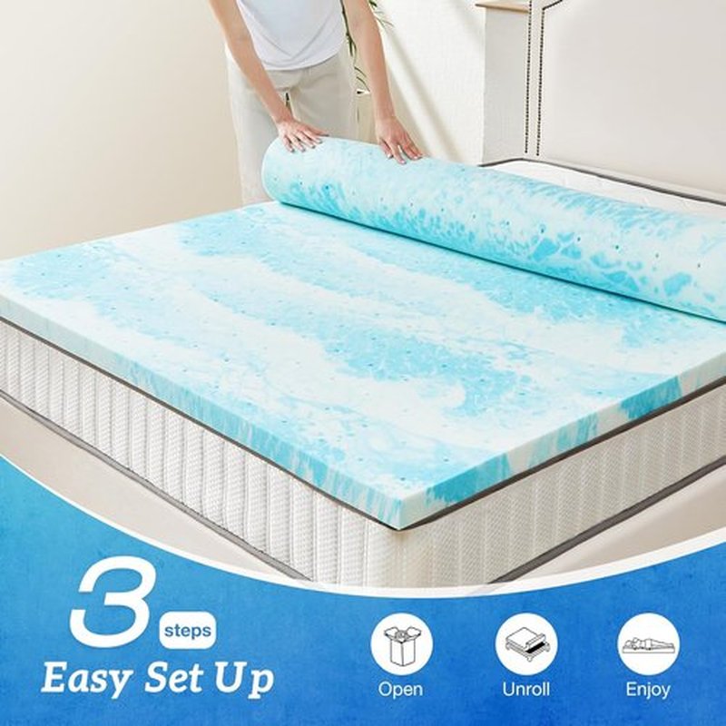 Sweetcrispy Memory Foam Mattress Topper - 2 Inch Thick Gel Infused Cooling Pad for California King Bed | CertiPUR US Certified, Ventilated