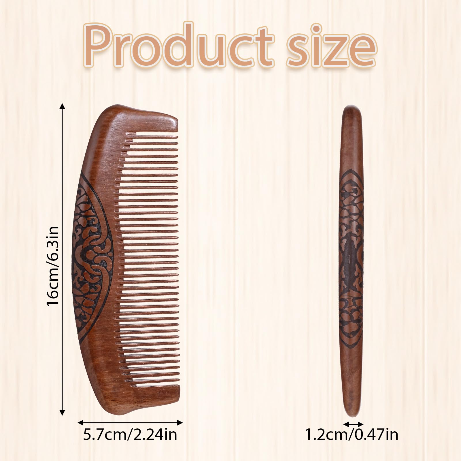 Small Wood Comb for Women Men Birthing Combs Wooden Pocket Hair Comb Fine Tooth Small Portable Wood Combs, Anti Static Carved