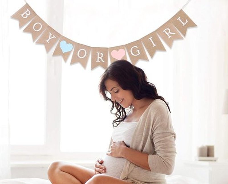 Regine Switzerland Burlap Banner - Rustic Gender Reveal Decor for Baby Showers