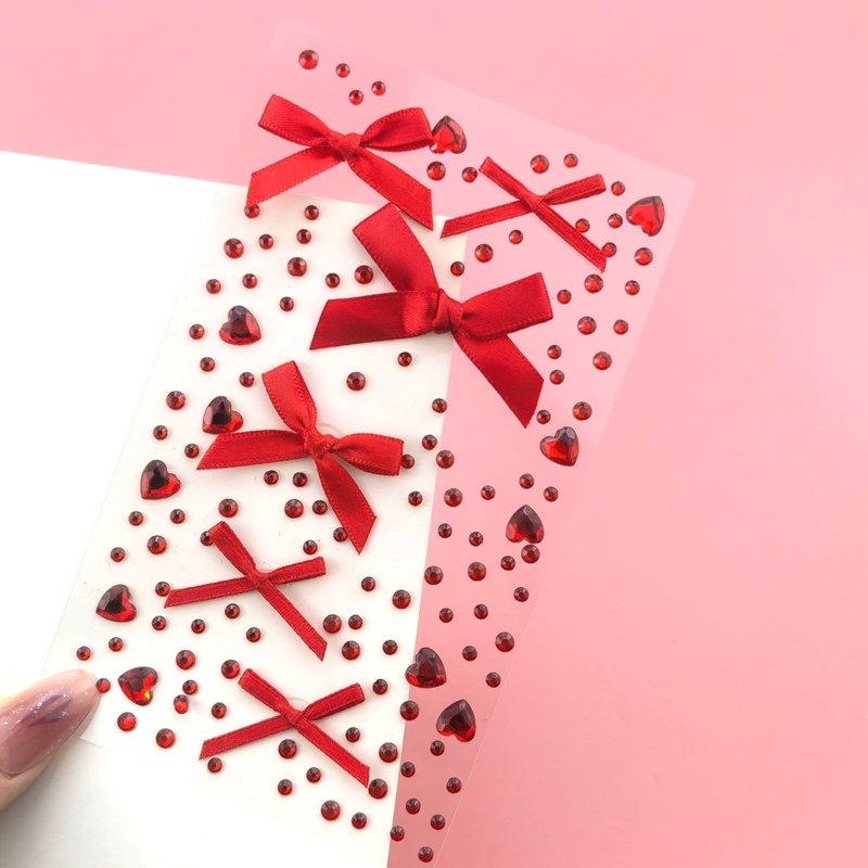 Valentine's Day Face Jewelry Body Face Rhinestone Temporary Tattoo Sticker Set Red Heart Face Gems for Women Girls Festive Face Stickers for Valentine's Day (Red Heart)